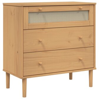 Ladekast SENJA rattan-look 80x40x80 cm massief grenenhout bruin 2
