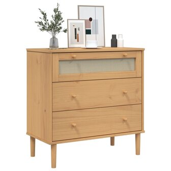 Ladekast SENJA rattan-look 80x40x80 cm massief grenenhout bruin 3