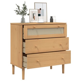 Ladekast SENJA rattan-look 80x40x80 cm massief grenenhout bruin 4