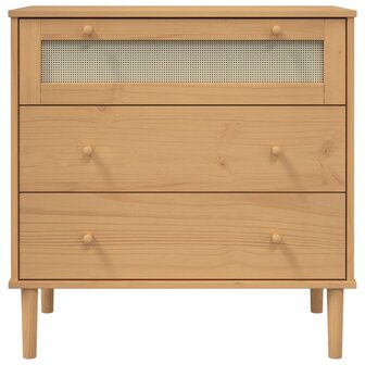 Ladekast SENJA rattan-look 80x40x80 cm massief grenenhout bruin 5