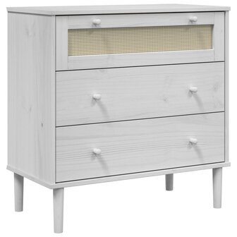 Ladekast SENJA rattan-look 80x40x80 cm massief grenenhout wit 2