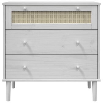 Ladekast SENJA rattan-look 80x40x80 cm massief grenenhout wit 5