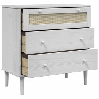 Ladekast SENJA rattan-look 80x40x80 cm massief grenenhout wit 6