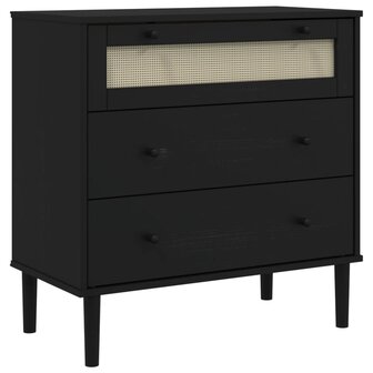 Ladekast SENJA rattan-look 80x40x80 cm massief grenenhout zwart 2