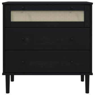 Ladekast SENJA rattan-look 80x40x80 cm massief grenenhout zwart 5