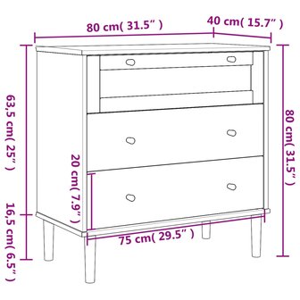 Ladekast SENJA rattan-look 80x40x80 cm massief grenenhout zwart 10
