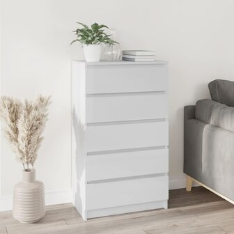 Ladekast 60x36x103 cm bewerkt hout hoogglans wit 1
