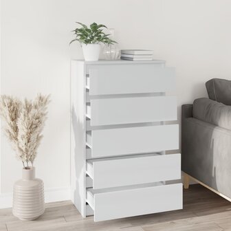 Ladekast 60x36x103 cm bewerkt hout hoogglans wit 3