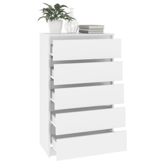 Ladekast 60x36x103 cm bewerkt hout hoogglans wit 5