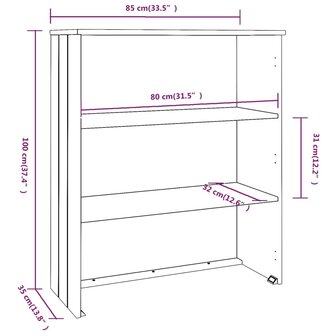 Opzetkast HAMAR 85x35x100 cm massief grenenhout wit 7