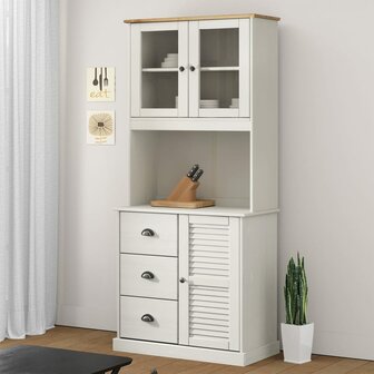 Opzetkast VIGO 78x30x100 cm massief grenenhout wit 1