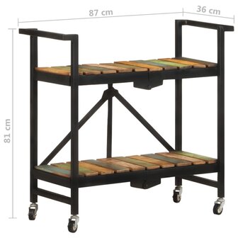 Keukentrolley 87x36x81 cm massief gerecycled hout 9