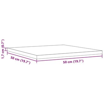Tafelblad vierkant 50x50x1,7 cm massief grenenhout 9