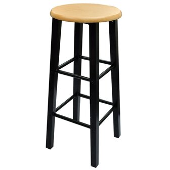 3-delige Bartafel en -krukkenset massief hout en staal 4