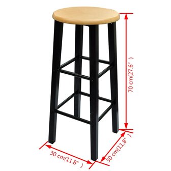 3-delige Bartafel en -krukkenset massief hout en staal 7