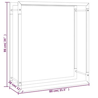 Haardhoutrek 80x28x86 cm staal matzwart 6
