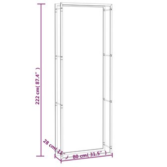 Haardhoutrek 80x28x222 cm staal matzwart 6