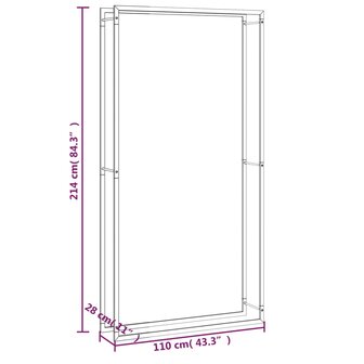 Haardhoutrek 110x28x214 cm staal matzwart 6