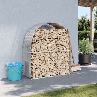Haardhoutopslag 120x45x140 cm gegalvaniseerd staal lichtgrijs 1