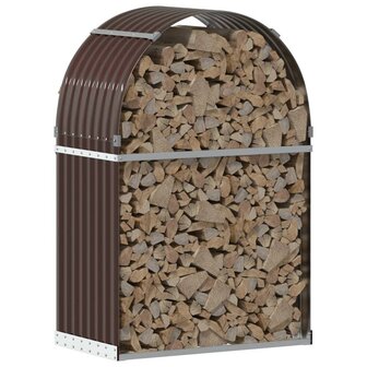 Haardhoutopslag 80x45x120 cm gegalvaniseerd staal bruin 3