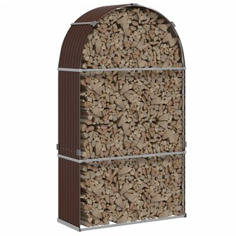 Haardhoutopslag 120x45x210 cm gegalvaniseerd staal bruin 3