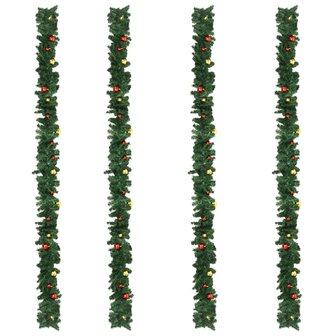 Kerstslingers 4 st met kerstballen 270 cm PVC groen 4