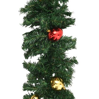 Kerstslingers 4 st met kerstballen 270 cm PVC groen 6