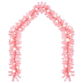 Kerstslinger met LED-lampjes 5 m roze 2