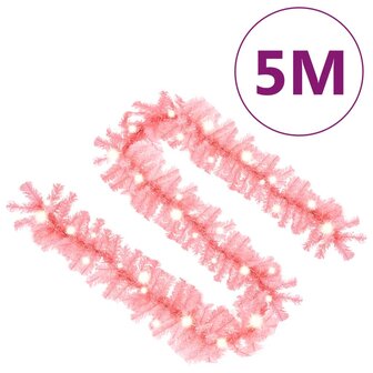Kerstslinger met LED-lampjes 5 m roze 7
