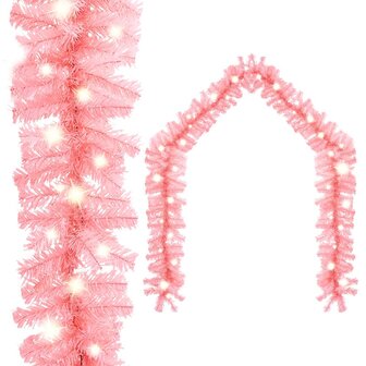 Kerstslinger met LED-lampjes 10 m roze 1