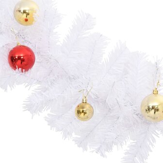Kerstslinger versierd met kerstballen 10 m wit 6