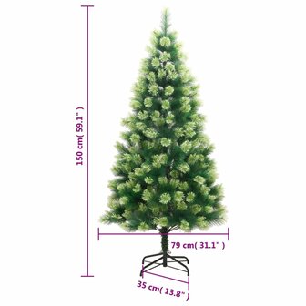 Kunstkerstboom met scharnieren en standaard 150 cm 9