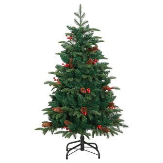 Kunstkerstboom met scharnieren dennenappels en bessen 150 cm 2