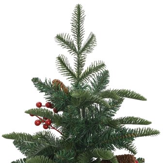 Kunstkerstboom met scharnieren dennenappels en bessen 150 cm 4
