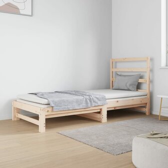 Slaapbank uitschuifbaar massief grenenhout 2x(90x190) cm 1