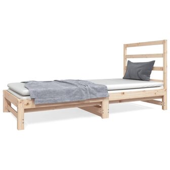 Slaapbank uitschuifbaar massief grenenhout 2x(90x190) cm 2
