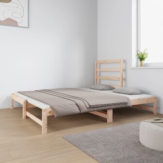 Slaapbank uitschuifbaar massief grenenhout 2x(90x190) cm 8