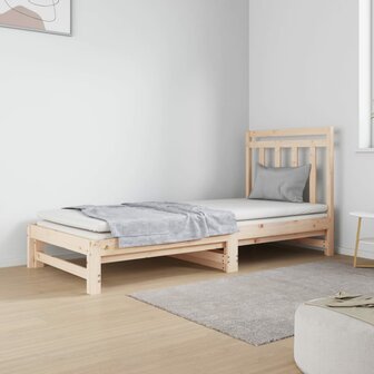 Slaapbank uitschuifbaar massief grenenhout 2x(90x190) cm 1