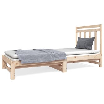 Slaapbank uitschuifbaar massief grenenhout 2x(90x190) cm 2