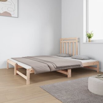 Slaapbank uitschuifbaar massief grenenhout 2x(90x190) cm 8