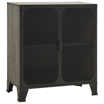 Opbergkast 72x36x82 cm metaal en MDF grijs 2