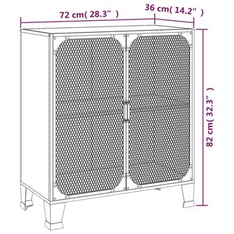 Opbergkast 72x36x82 cm metaal en MDF grijs 9