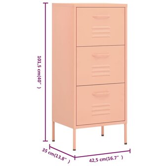 Opbergkast 42,5x35x101,5 cm staal roze 10