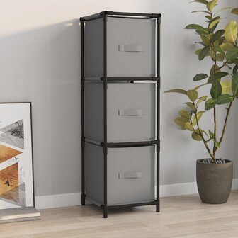 Opbergkast met 3 stoffen lades 34x34x101 cm staal grijs 1