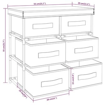 Opbergkast met 6 lades 55x29x55 cm staal zwart 8