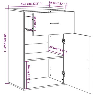 Opbergkast 56,5x39x90 cm bewerkt hout bruin eikenkleurig 11