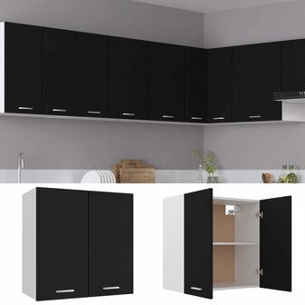 Hangkast 60x31x60 cm bewerkt hout zwart 2