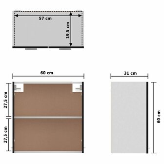 Hangkast 60x31x60 cm bewerkt hout zwart 9
