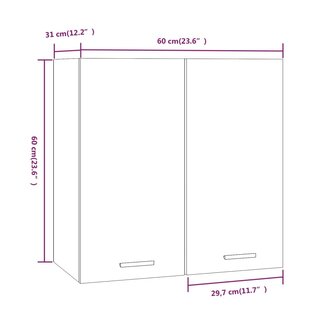 Wandkast hangend 60x31x60 cm bewerkt hout bruin eikenkleur 9