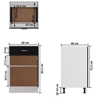 Onderkast met lade 50x46x81,5 cm bewerkt hout zwart 9